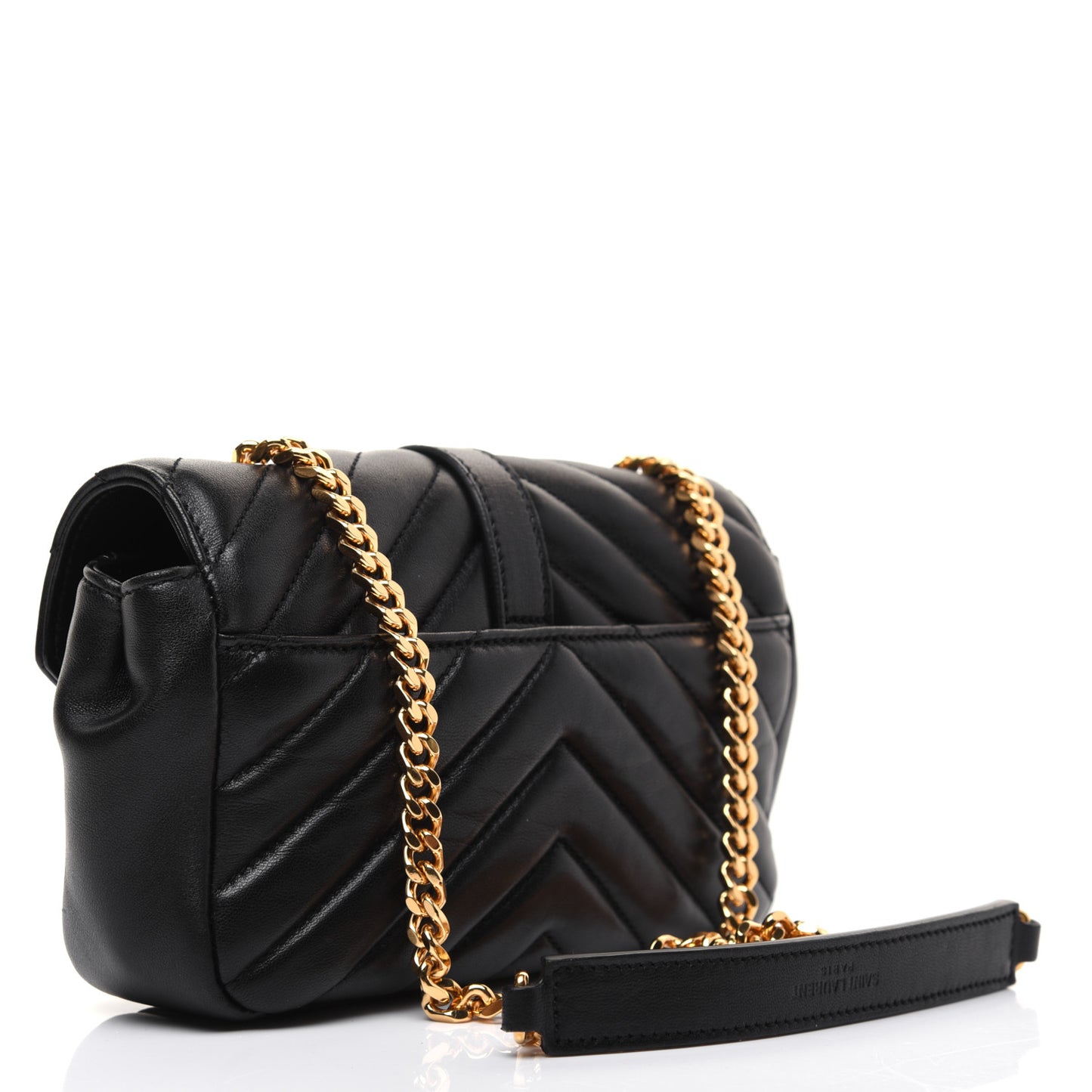 Sheepskin Matelasse Chevron Monogram Classic Baby Chain Bag Black