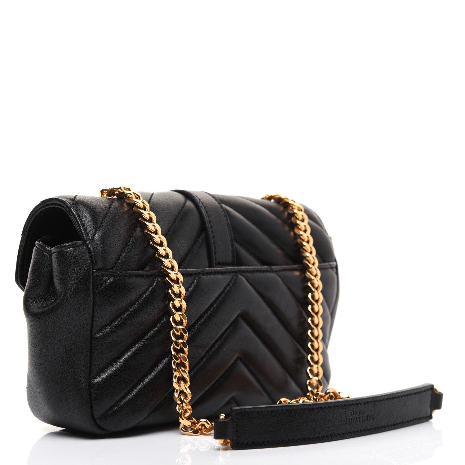 Saint Laurent Sheepskin Matelasse Chevron Monogram Classic Baby Chain Bag Black 3 of 16