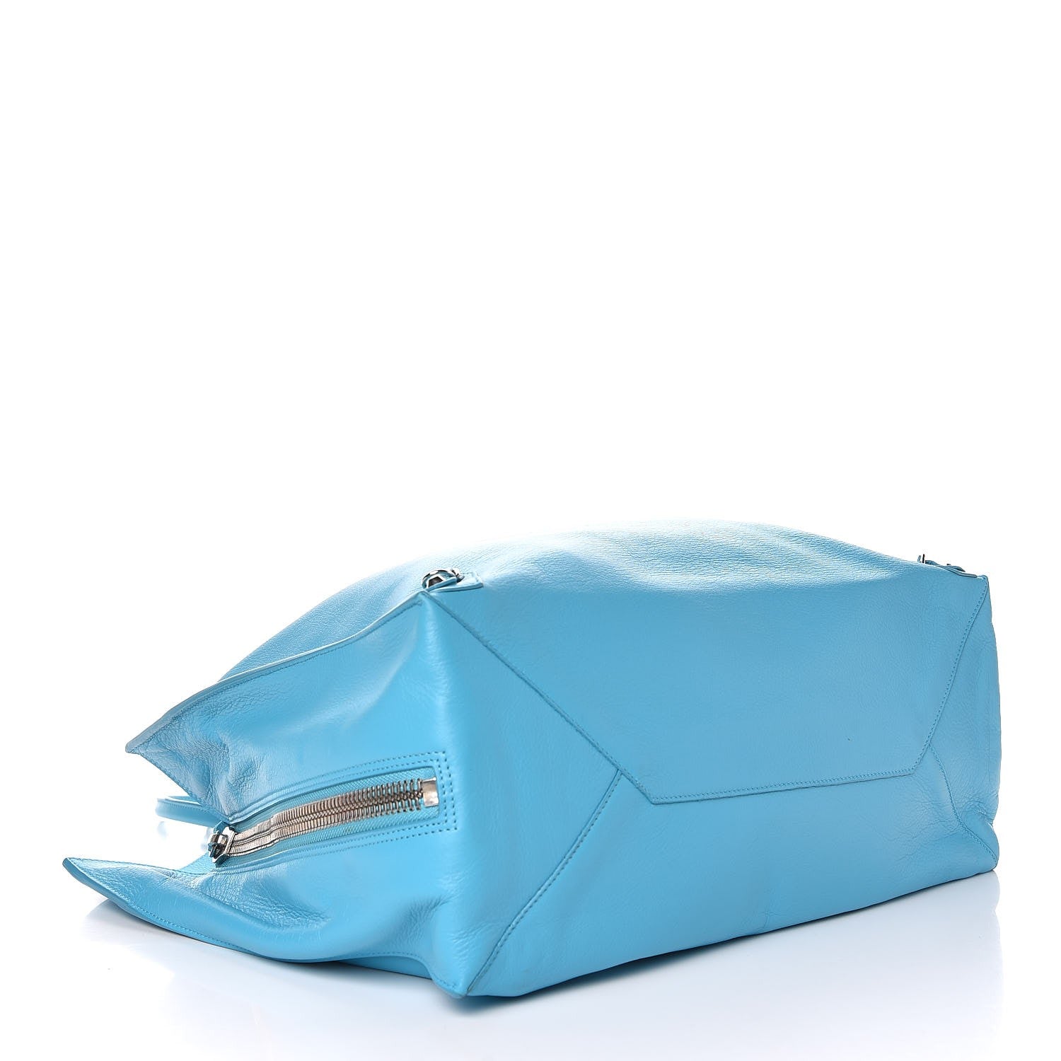 Balenciaga Supple Calfskin Papier A4 Zip Around Tote Bleu Caraibes 4 of 7