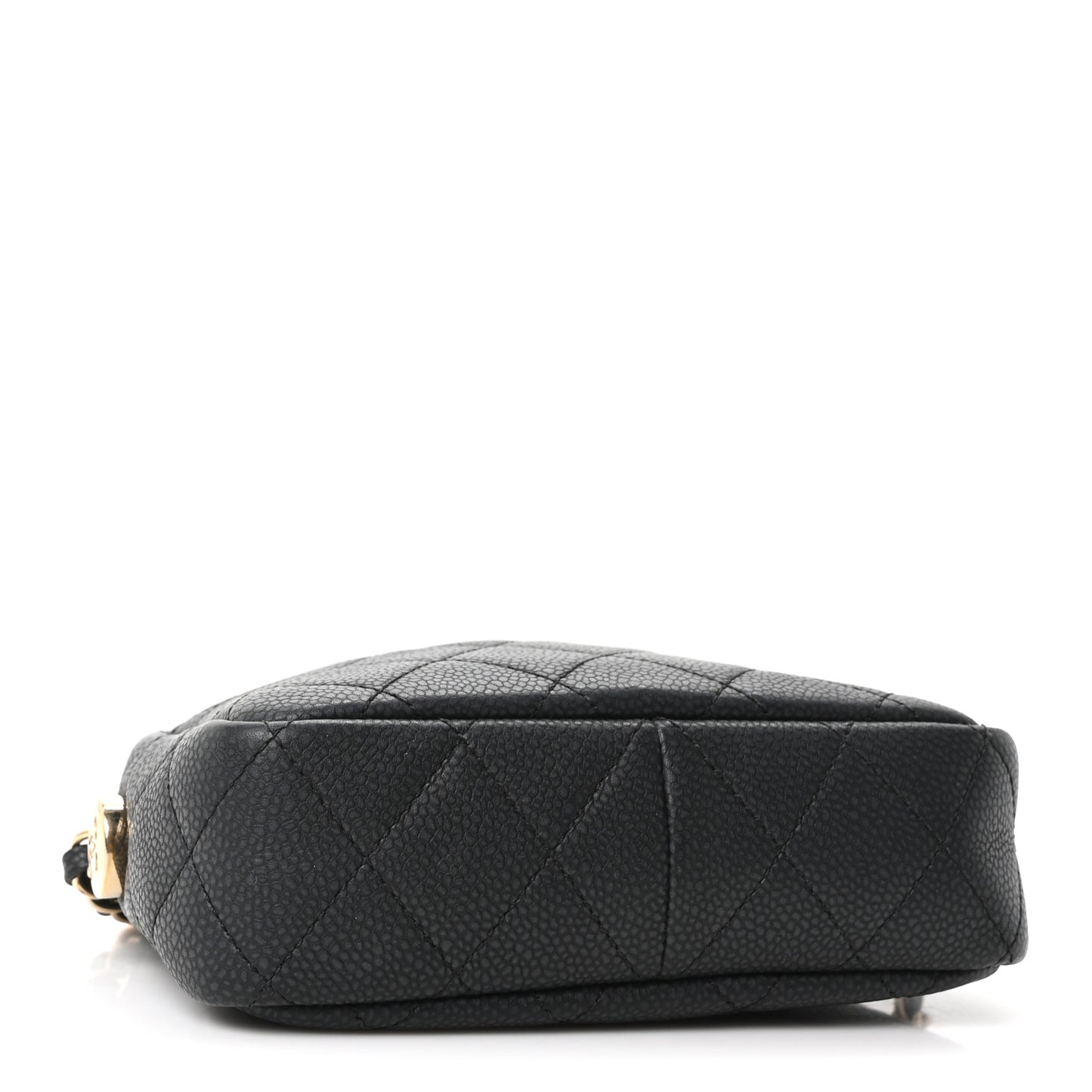 Iridescent Caviar Quilted Mini Coco Tassel Camera Case Black Black
