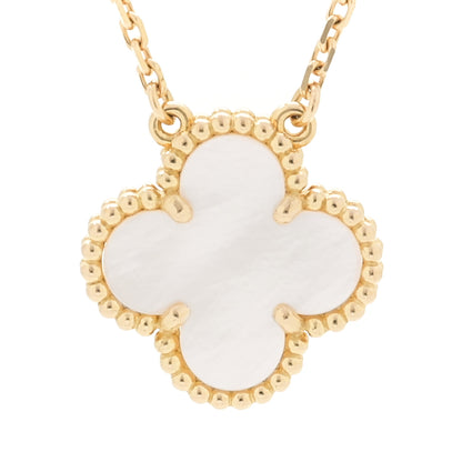 Van Cleef & Arpels 18K Yellow Gold Mother of Pearl Vintage Alhambra Pendant Necklace 4 of 7