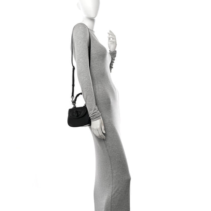 Gucci Boarded Dyana Lux Calfskin Web Monochrome Mini Bamboo 1947 Top Handle Bag Black 2 of 11