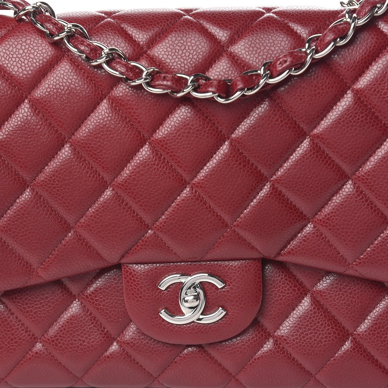 Chanel Caviar Quilted Jumbo Single Flap Dark Red 10 of 11