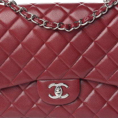 Chanel Caviar Quilted Jumbo Single Flap Dark Red 10 of 11