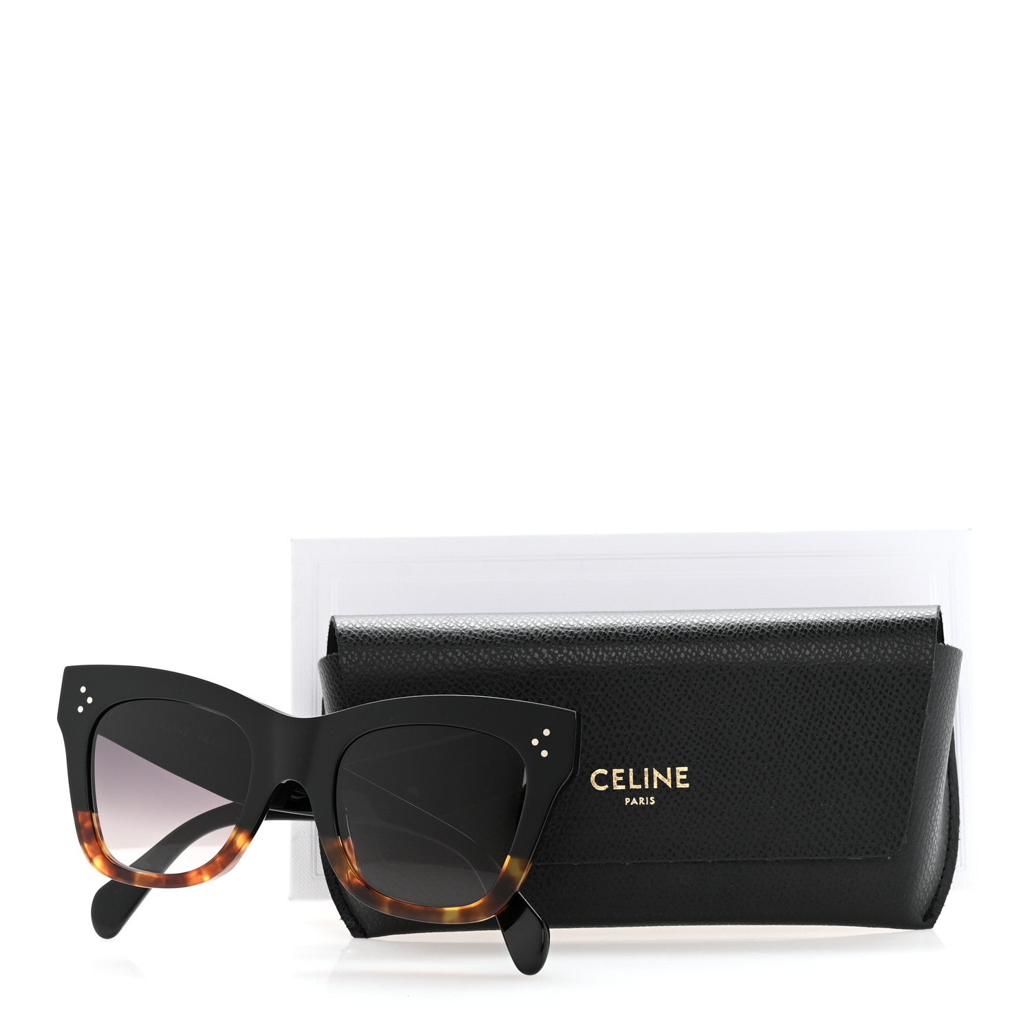Celine Acetate Polarized Cat Eye Sunglasses CL4004IN Havana Black 10 of 10