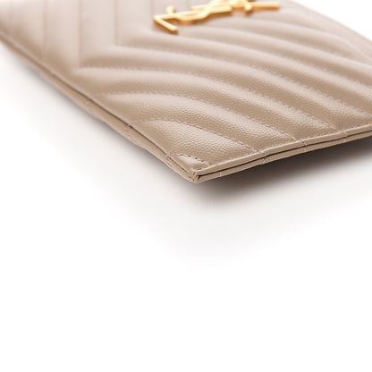 Saint Laurent Grain De Poudre Chevron Monogram Bill Pouch Beige 8 of 8