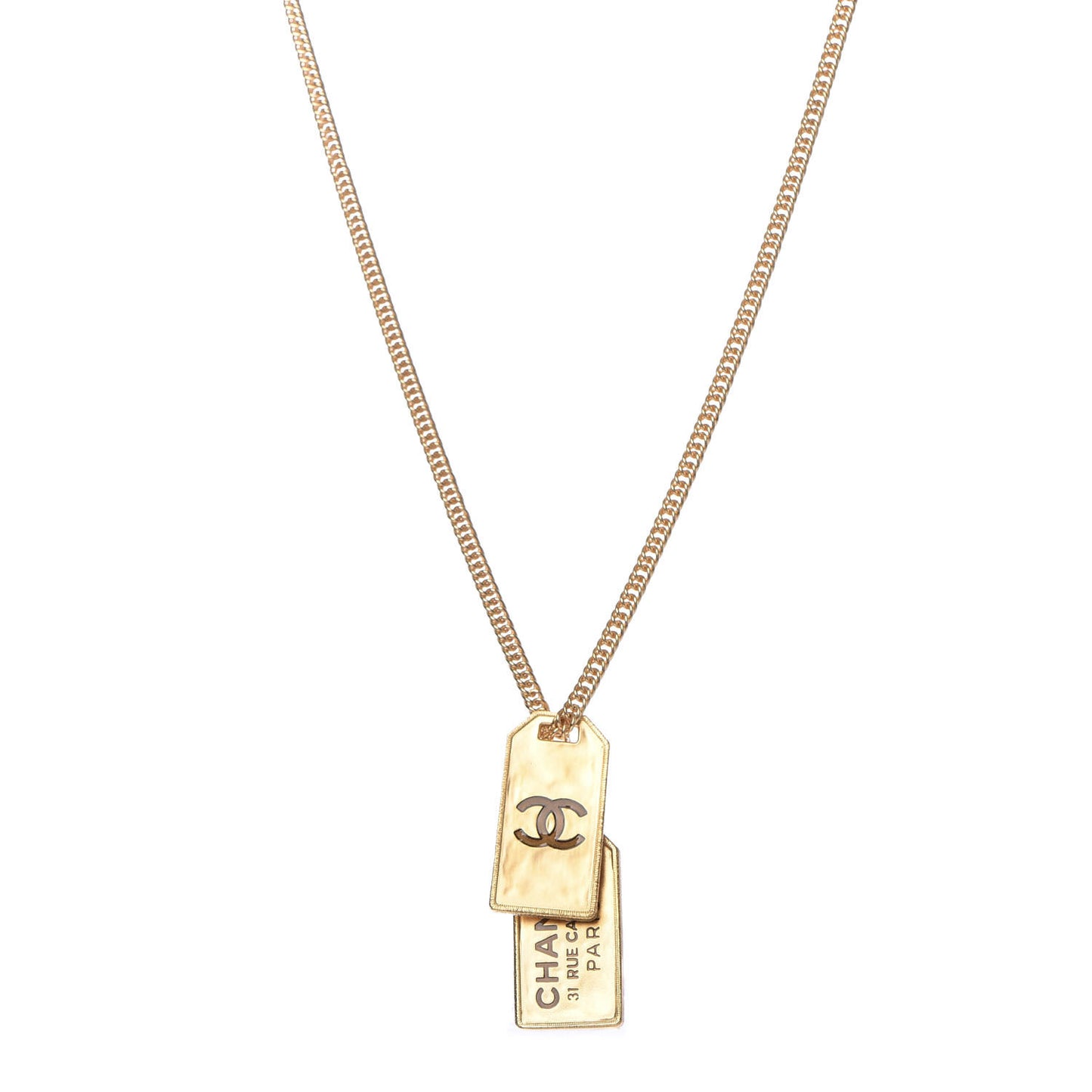 ID Dog Tag Charm Necklace Gold