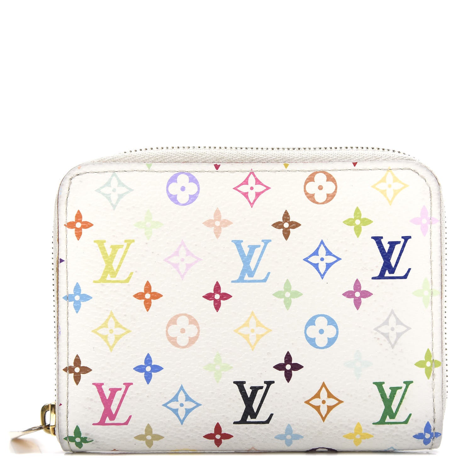 Louis Vuitton Monogram Multicolor Zippy Coin Purse Wallet White Litchi 1 of 7