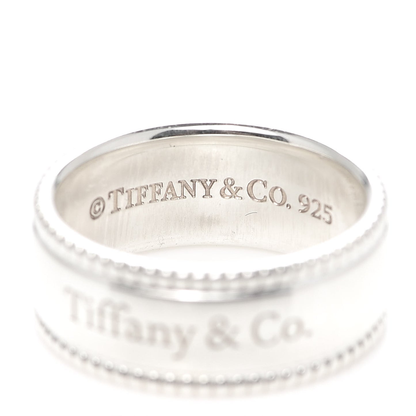 Sterling Silver Milgrain Logo Band Ring 54 6.75