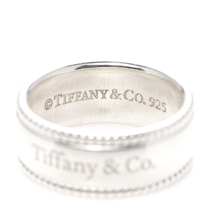 Tiffany Sterling Silver Milgrain Logo Band Ring 54 6.75 4 of 5