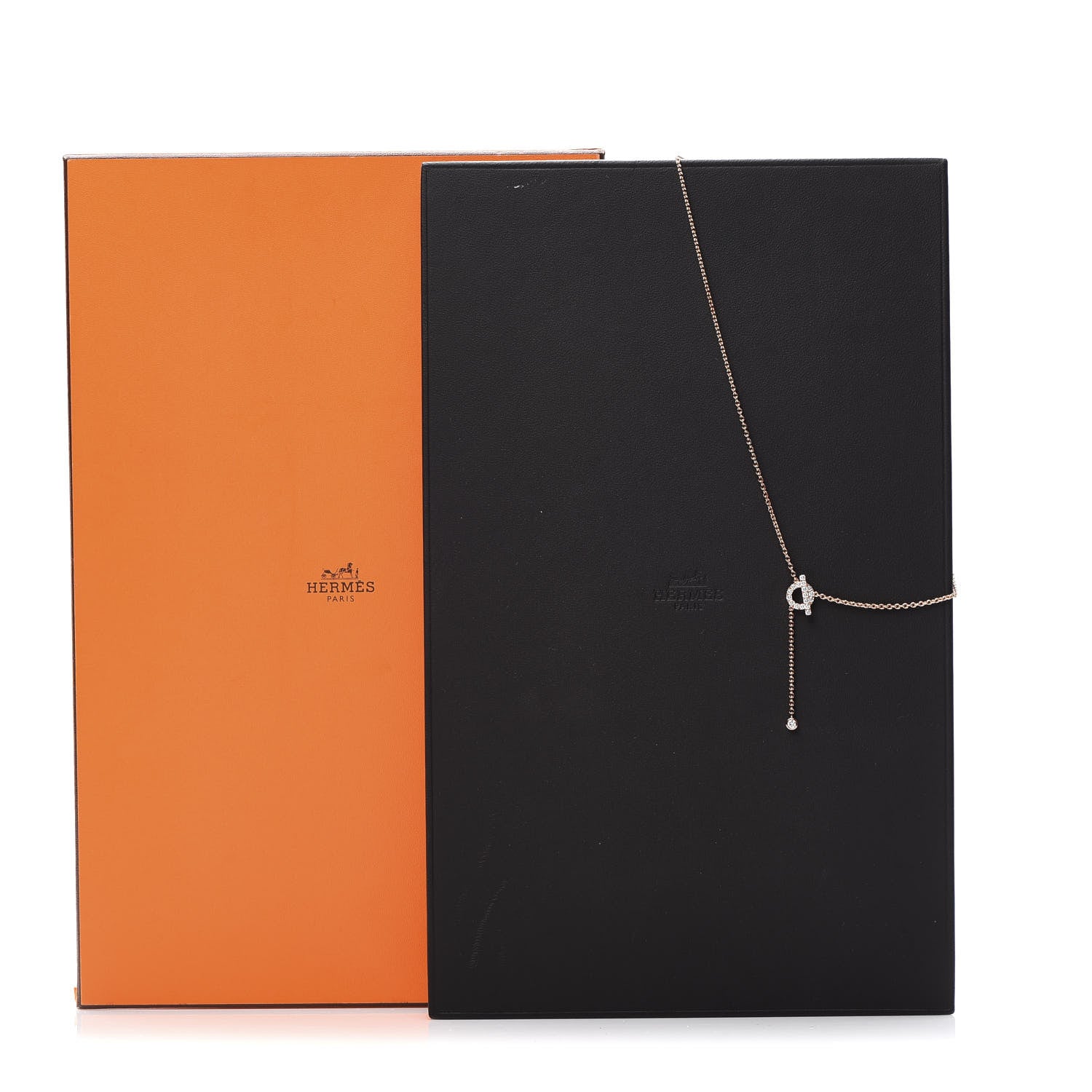 Hermes 18K Rose Gold Diamond Finesse Lariat Necklace 3 of 5