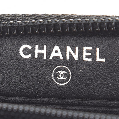 Chanel Calfskin Painted Chevron Embossed Small Boy Zip Wallet Black 6 of 9