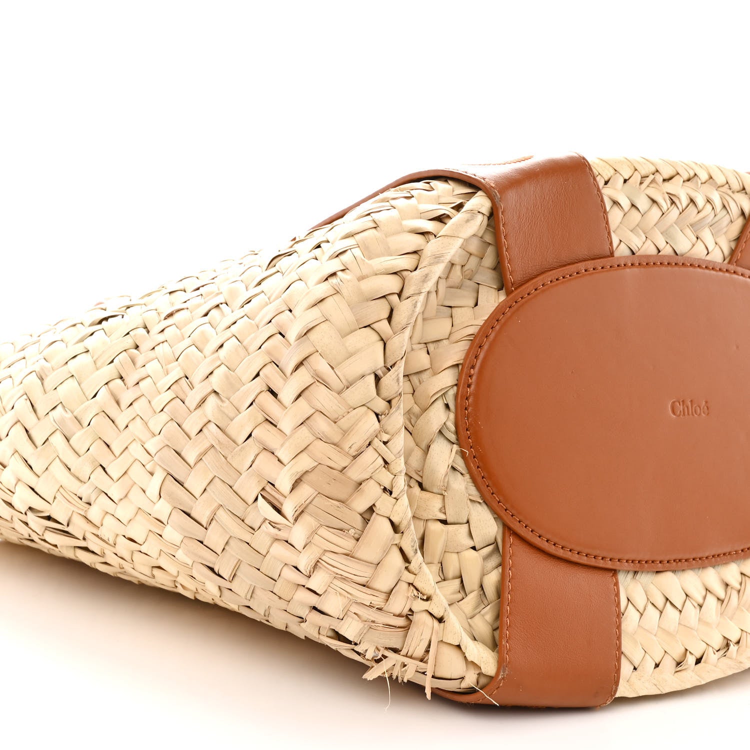 Chloe Raffia Smooth Calfskin Medium Sense Basket Caramel 9 of 15