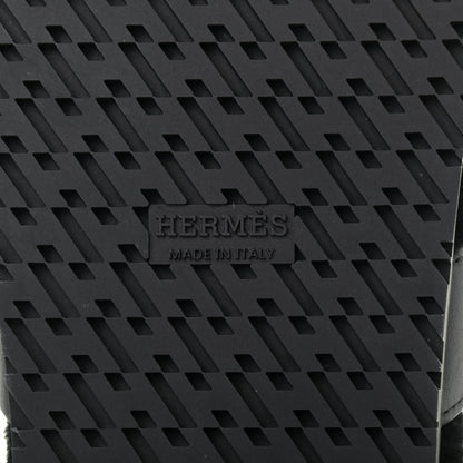 Hermes Calfskin Woolskin Womens Chypre Sandals 37 Black 6 of 8