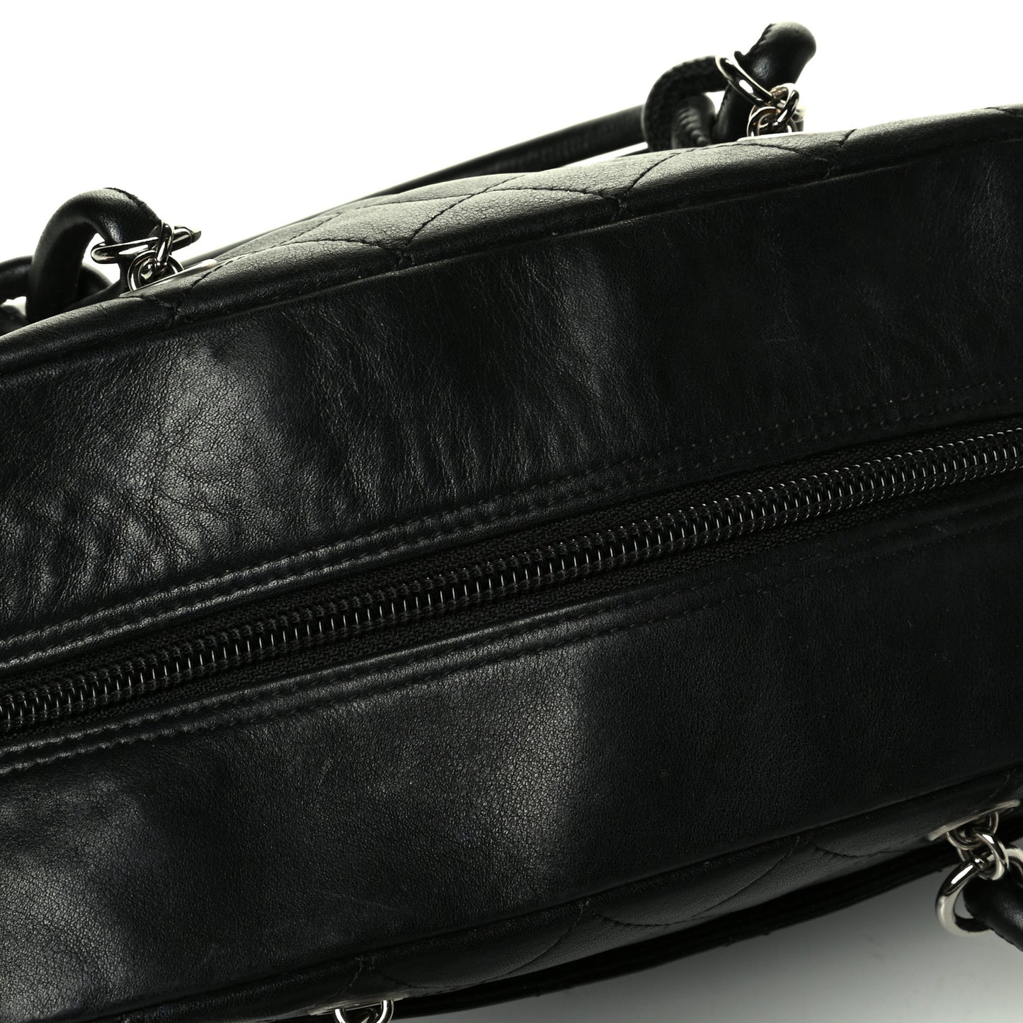 Calfskin Quilted Cambon Pochette Black White