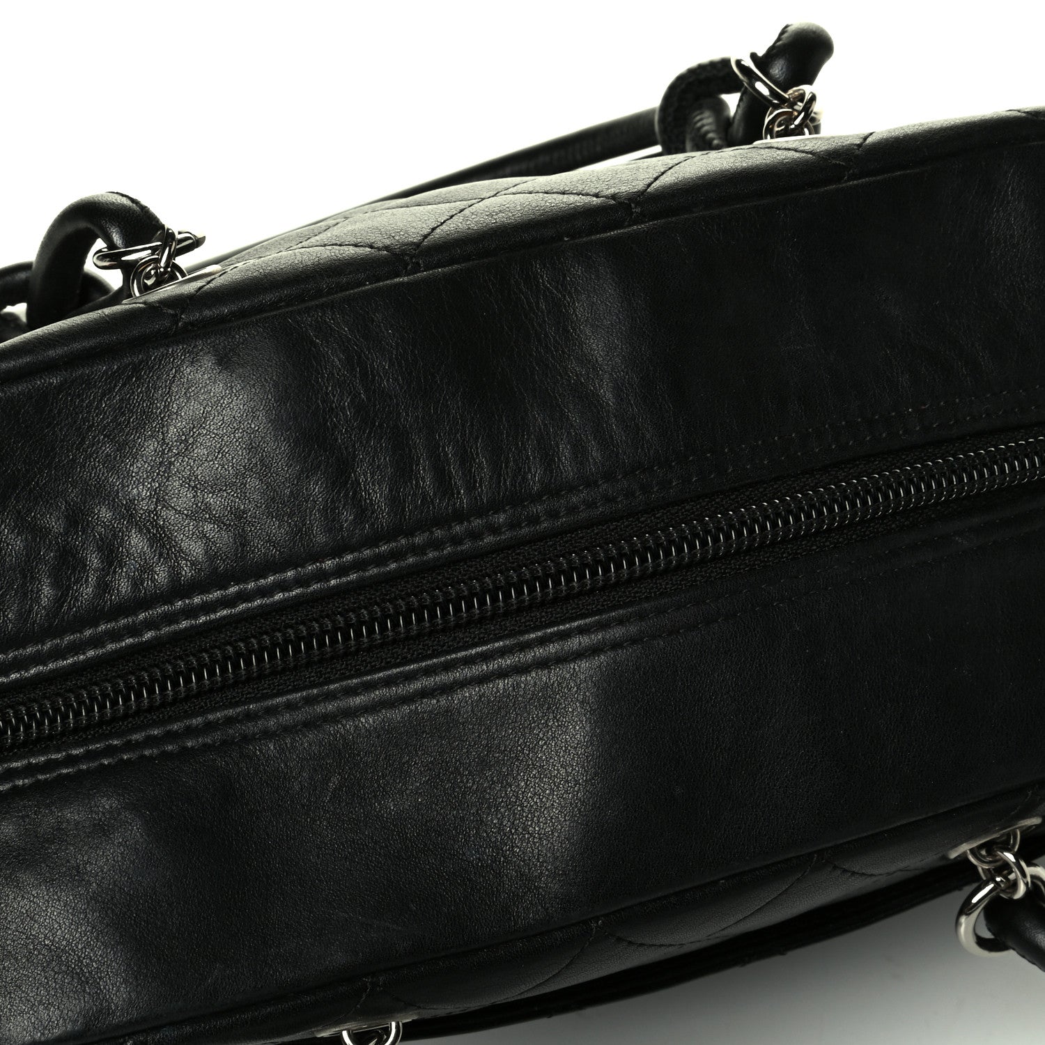 Chanel Calfskin Quilted Cambon Pochette Black White 7 of 7