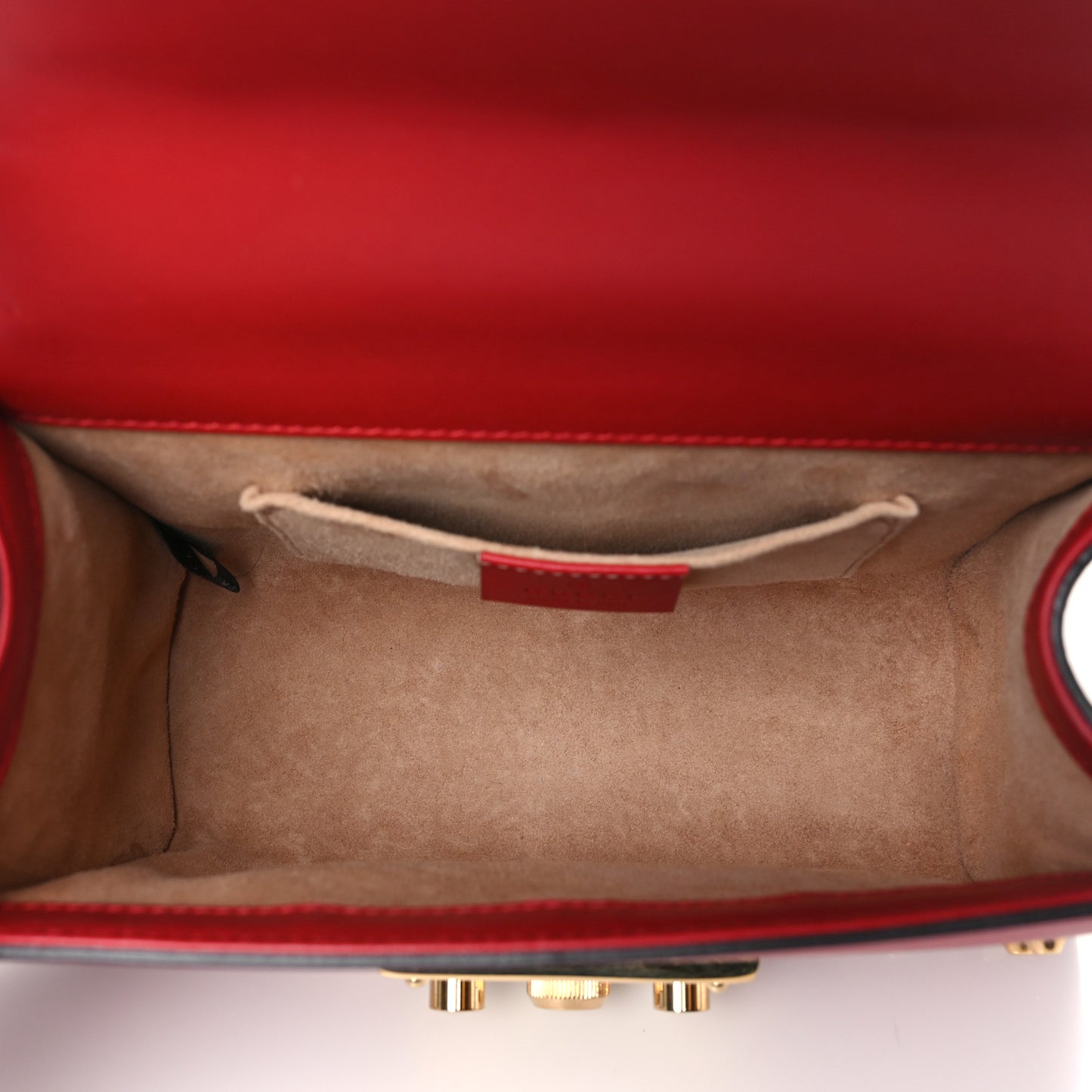 Calfskin Studded Small Padlock Shoulder Bag Hibiscus Red