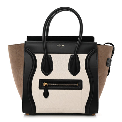 Celine Bullhide Calfskin Nubuck Micro Tri-Color Luggage White Khaki 1 of 10