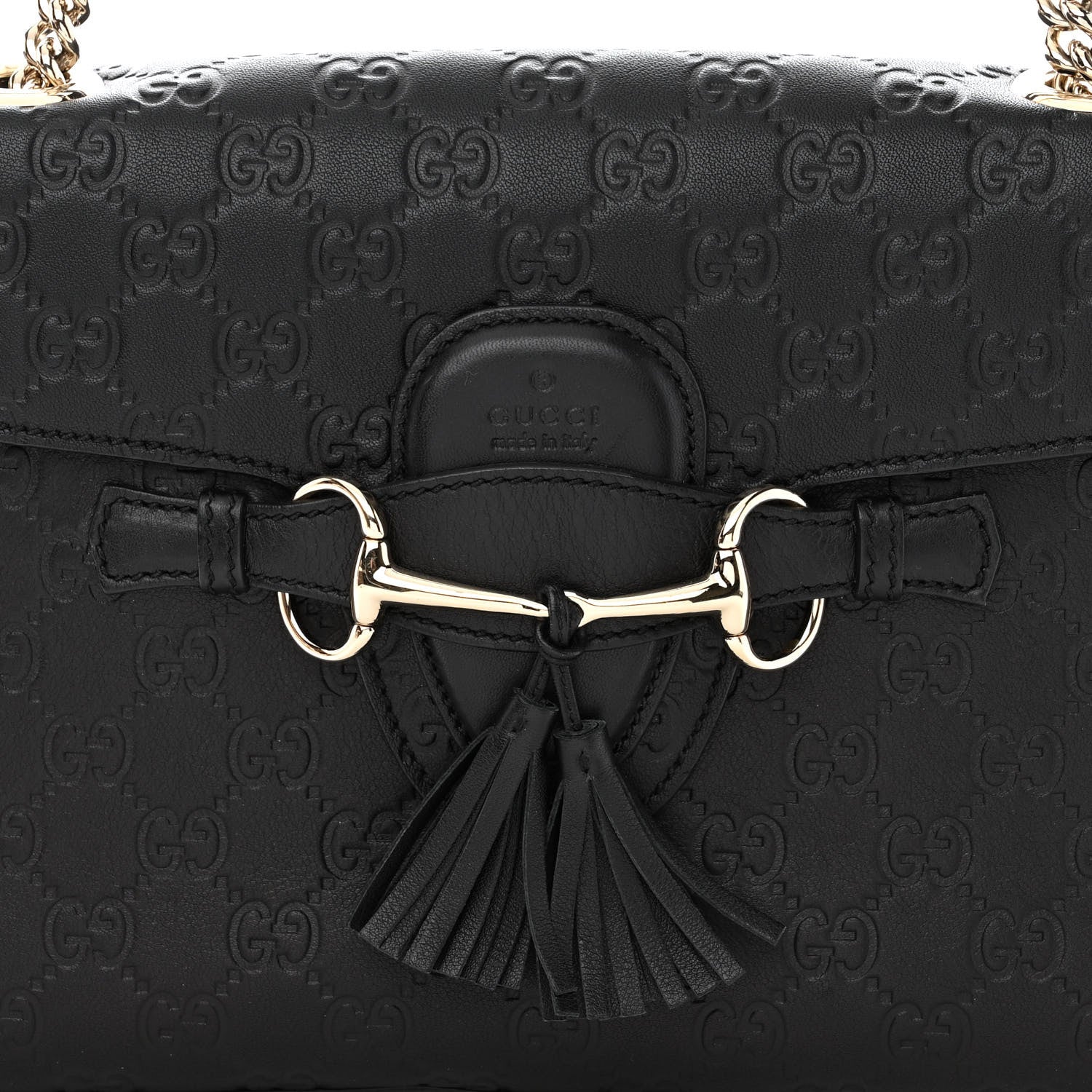 Gucci Guccissima Medium Emily Chain Shoulder Bag Black 9 of 12