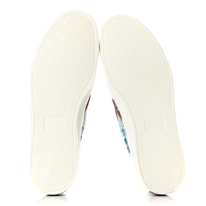 Gucci GG Supreme Monogram Blooms Womens Slip On Sneakers 37 Beige Blue Navy Red 5 of 8