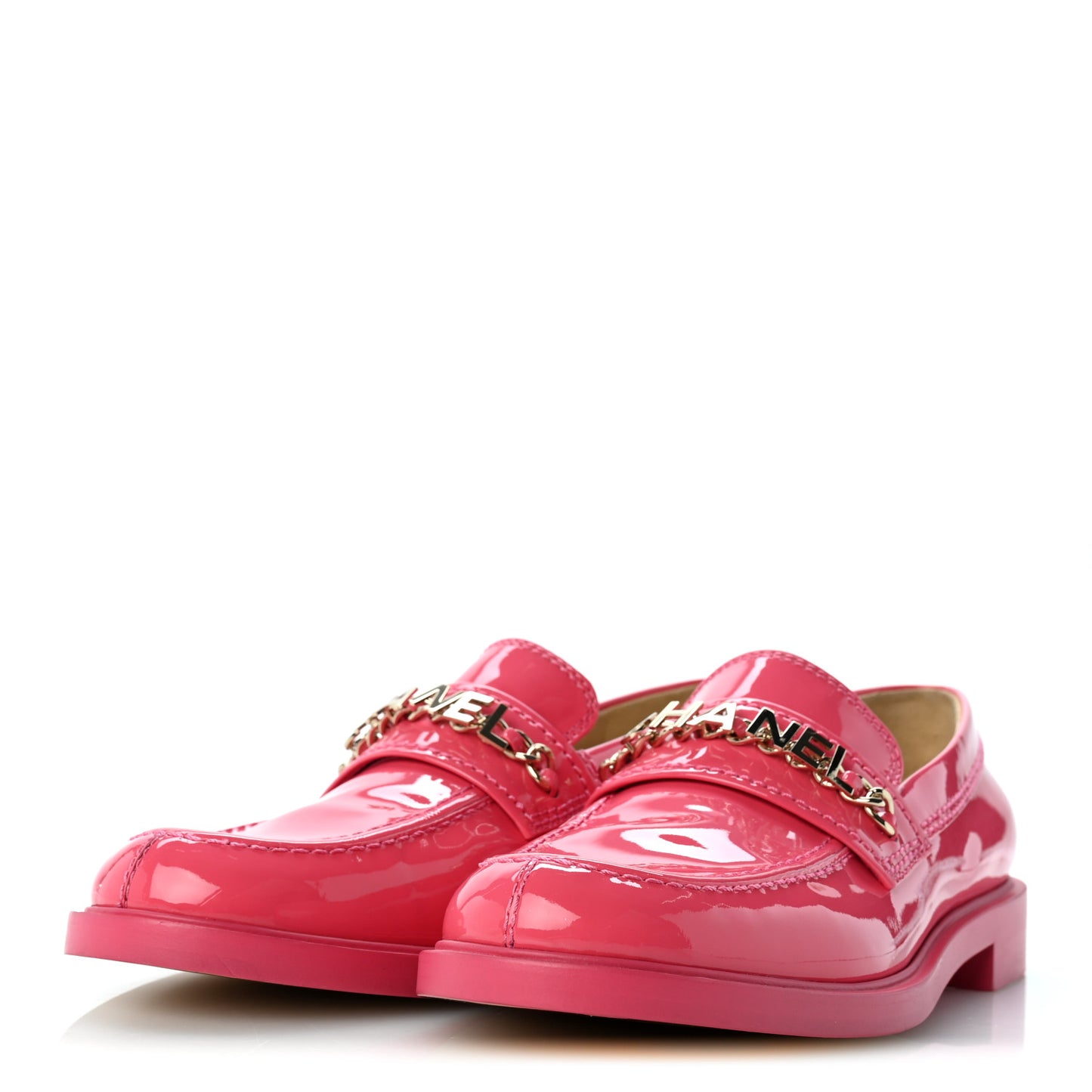 Patent Calfskin Logo Loafers 39.5 Pink