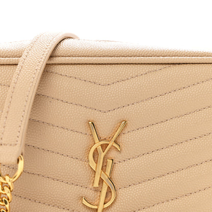 Saint Laurent Grain De Poudre Matelasse Monogram Mini Lou Camera Bag Dark Beige 8 of 10