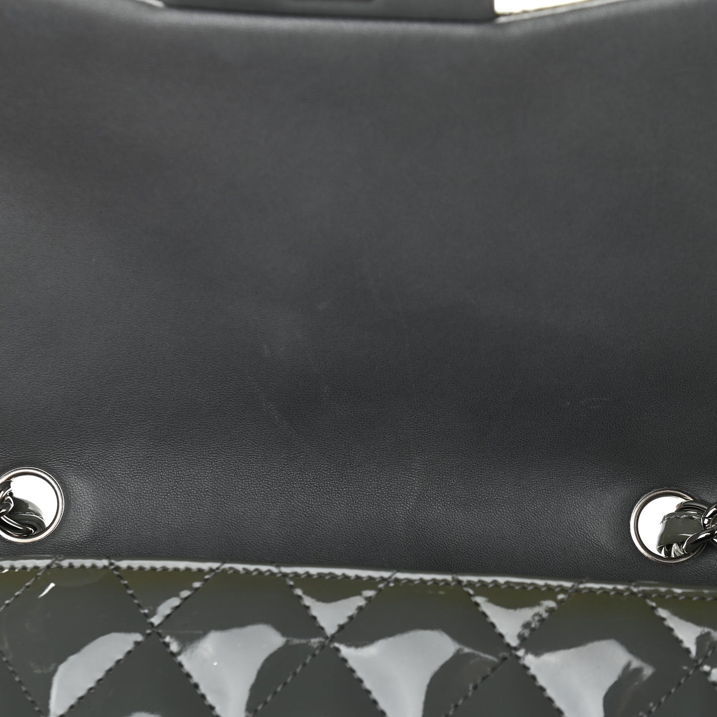 Patent Quilted Jumbo Single Flap Grey