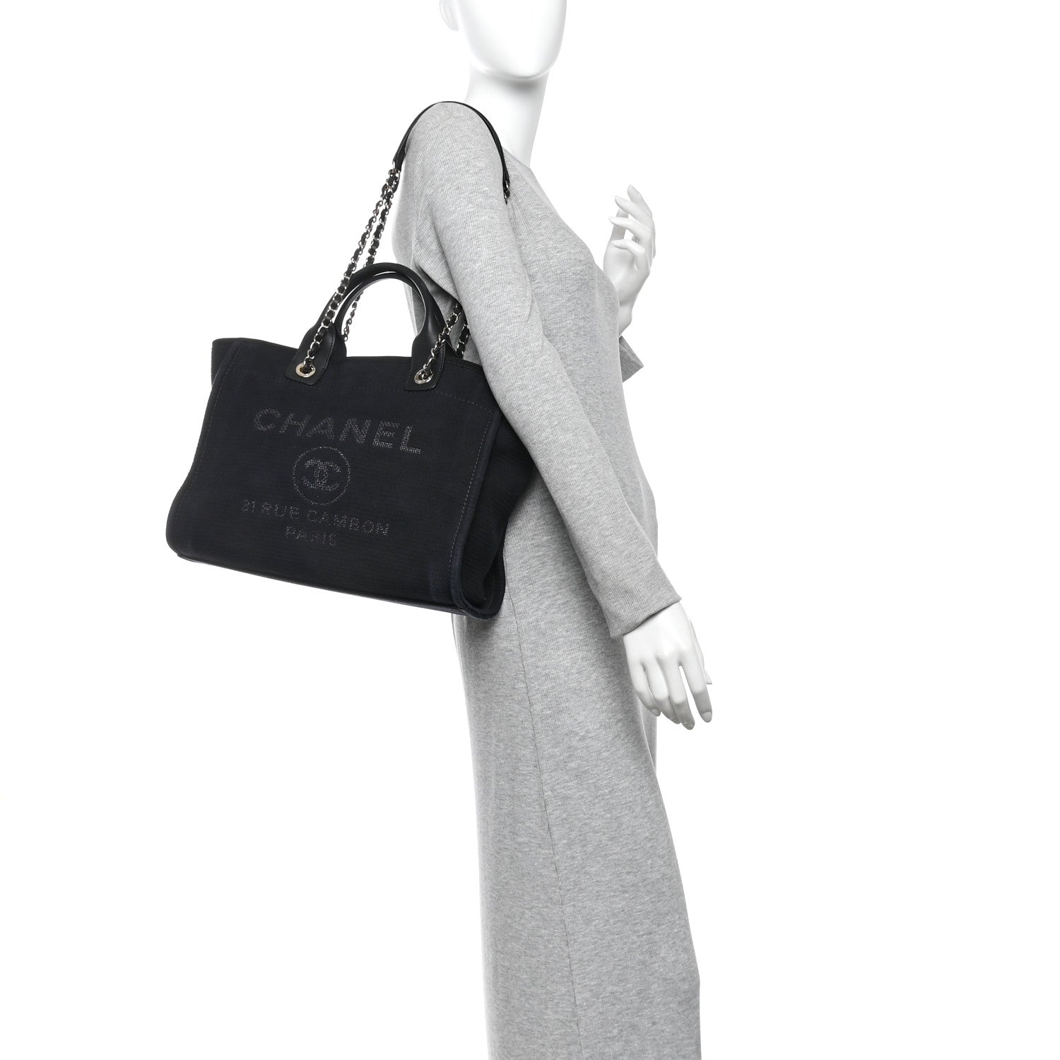 Chanel Mixed Fibers Small Deauville Tote Black 2 of 12