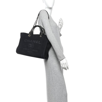 Chanel Mixed Fibers Small Deauville Tote Black 2 of 12