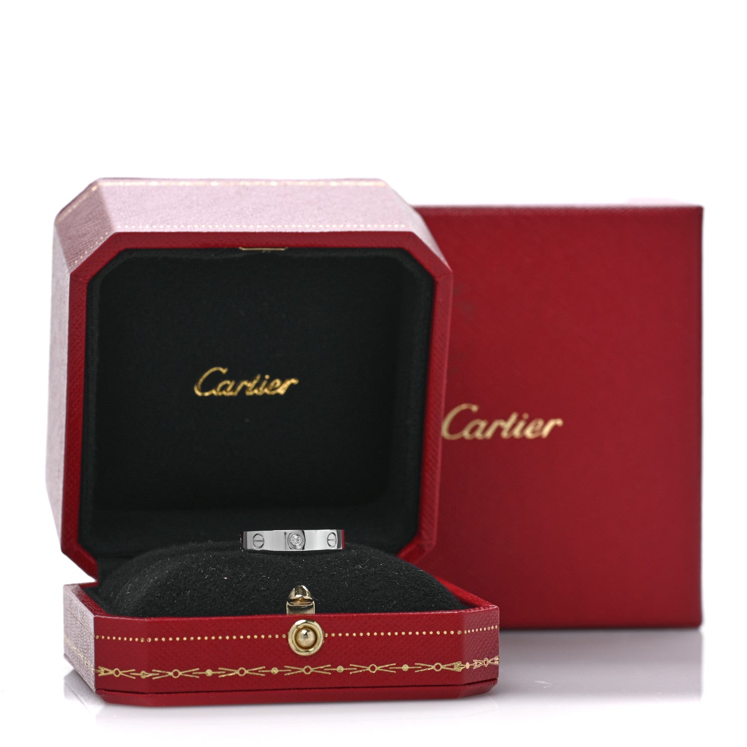 Cartier 18K White Gold Diamond 4mm LOVE Wedding Band Ring 53 6.5 5 of 5