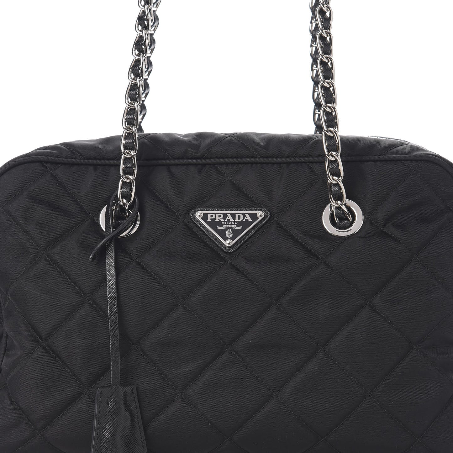 Nylon Tessuto Impuntu Quilted Shoulder Bag Black