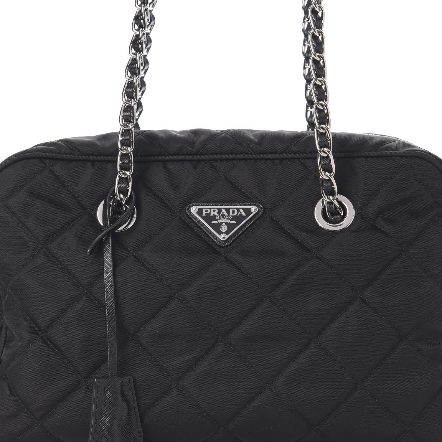 Prada Nylon Tessuto Impuntu Quilted Shoulder Bag Black 8 of 8