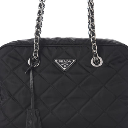Prada Nylon Tessuto Impuntu Quilted Shoulder Bag Black 8 of 8