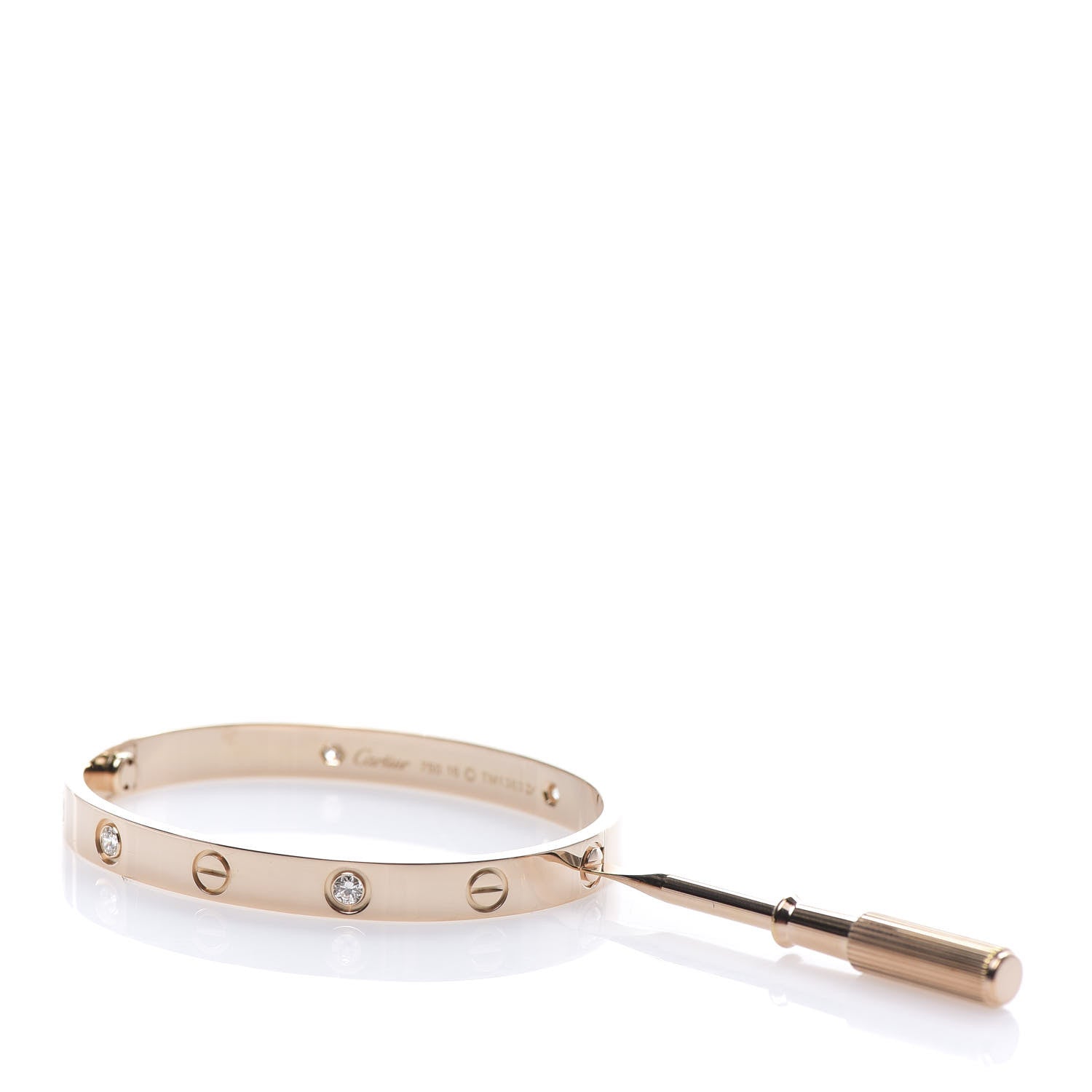 Cartier 18K Pink Gold 4 Diamond LOVE Bracelet 16 5 of 5