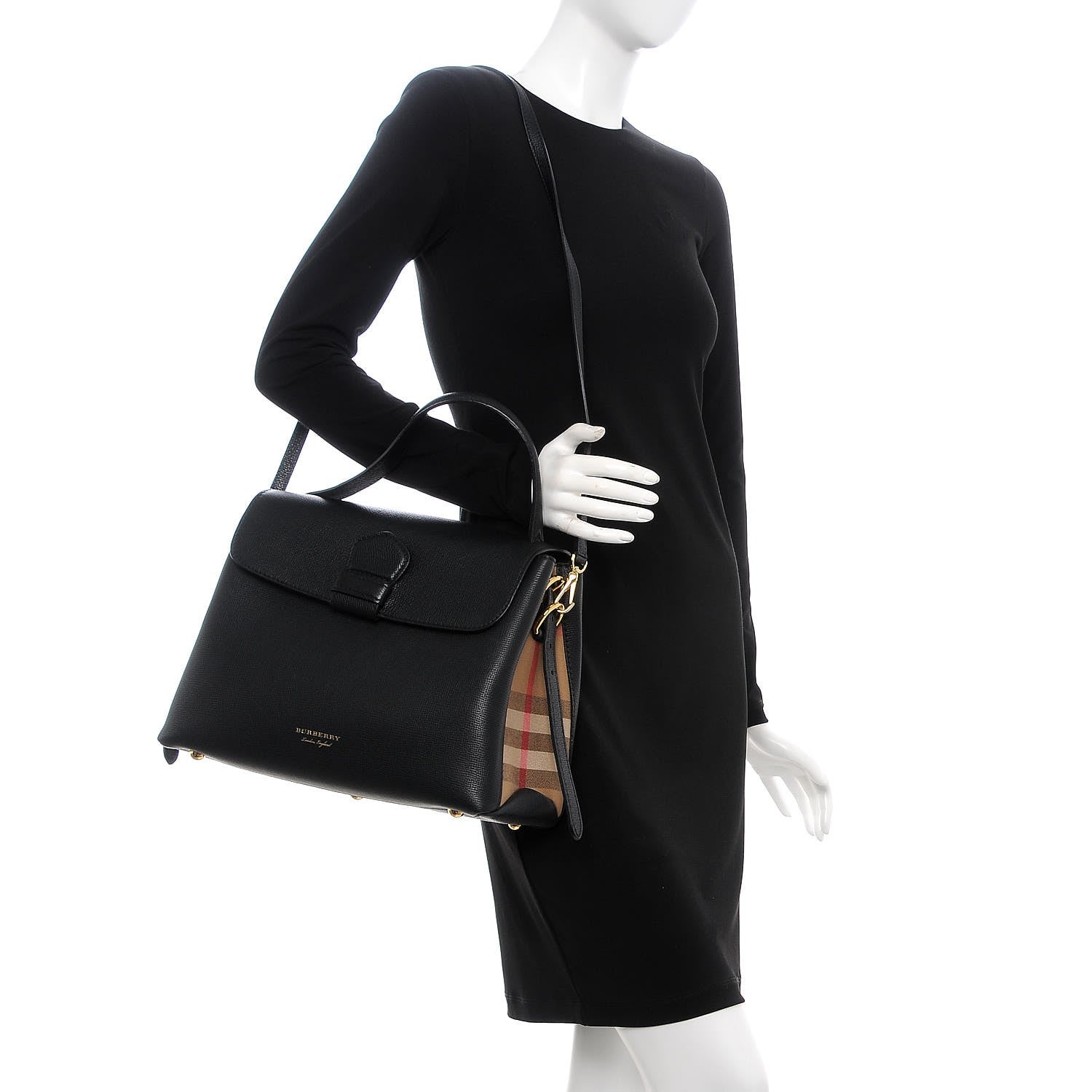 Burberry Derby Calfskin House Check Medium Camberley Black 2 of 11
