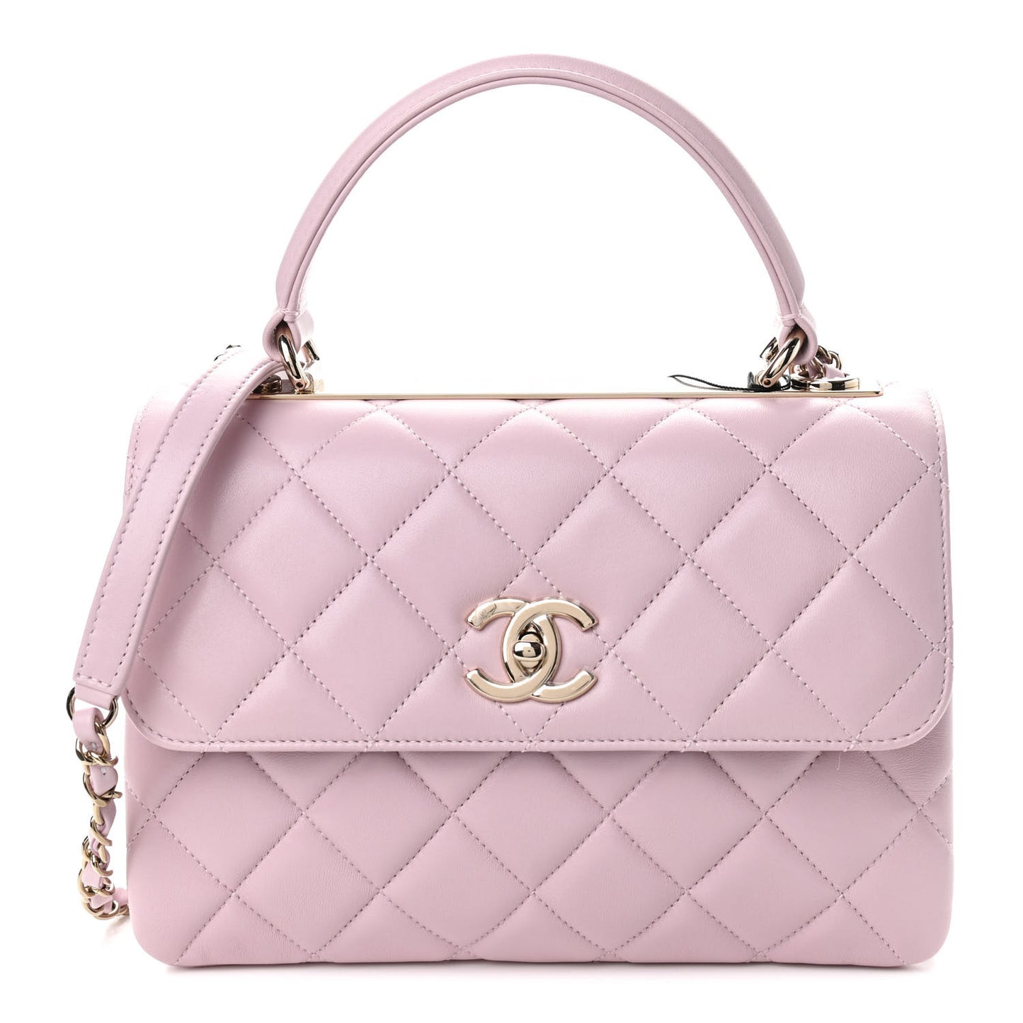Lambskin Quilted Small Trendy CC Flap Dual Handle Bag Light Pink