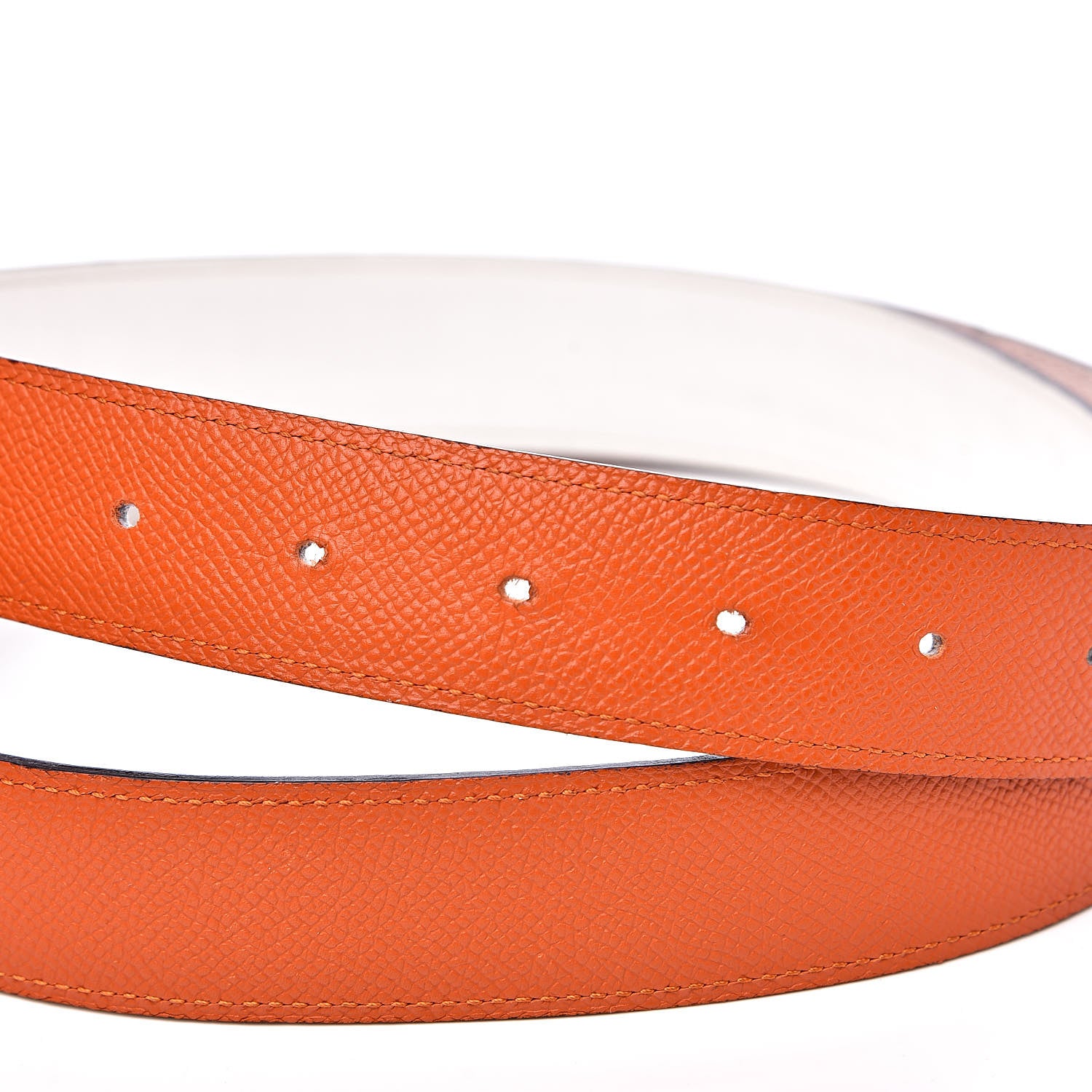 Hermes Epsom 32mm Belt Strap 100 White Orange 4 of 6