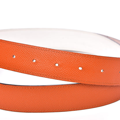 Hermes Epsom 32mm Belt Strap 100 White Orange 4 of 6