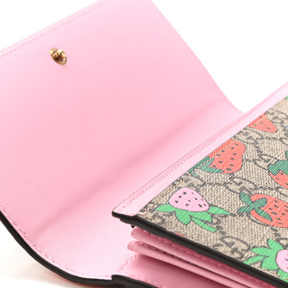Gucci GG Supreme Monogram Strawberry Flap Wallet Light Pink 8 of 9