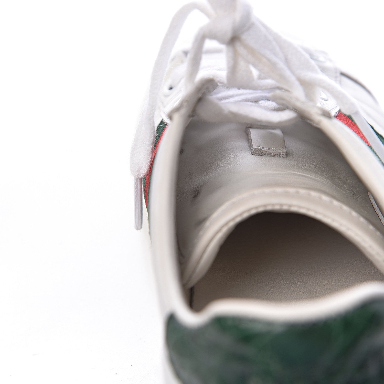 Gucci Calfskin Crocodile Web Womens Ace Sneakers 35 White Green 11 of 16