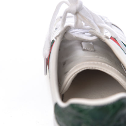 Gucci Calfskin Crocodile Web Womens Ace Sneakers 35 White Green 11 of 16