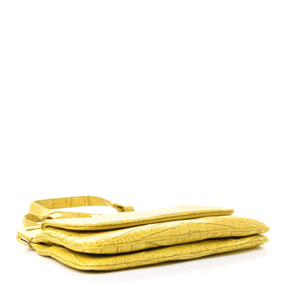 Bottega Veneta Crocodile Flap Pocket Frame Tote Yellow 3 of 5