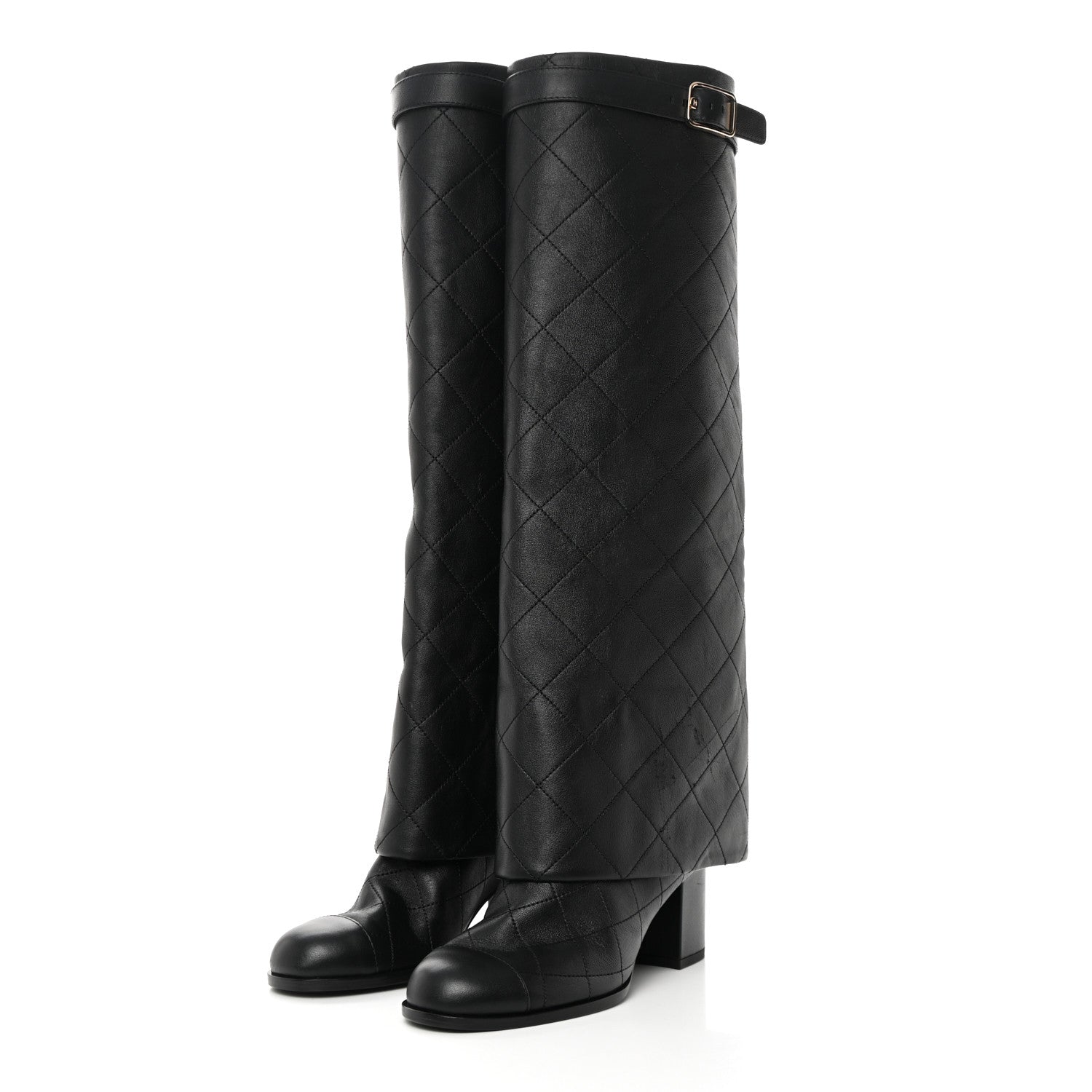 Chanel Lambskin Quilted High Boots 36 Black 3 of 9