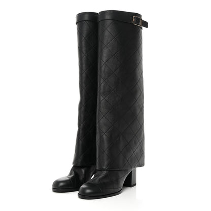 Chanel Lambskin Quilted High Boots 36 Black 3 of 9