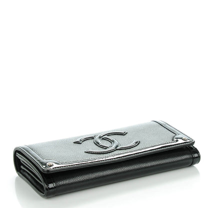 Chanel Caviar Patent CC Contour Flap Wallet Black 4 of 9