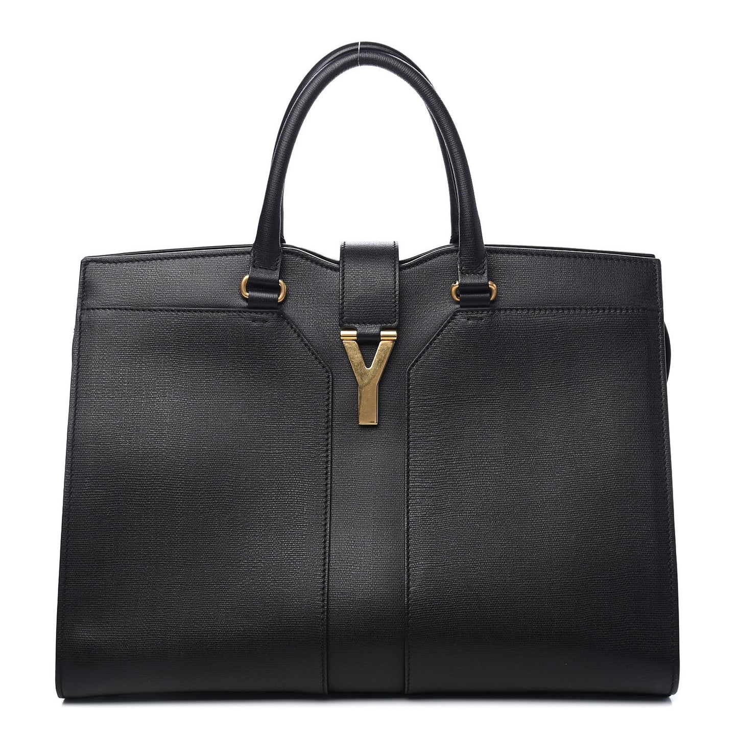 Textured Calfskin Large Cabas ChYc Black