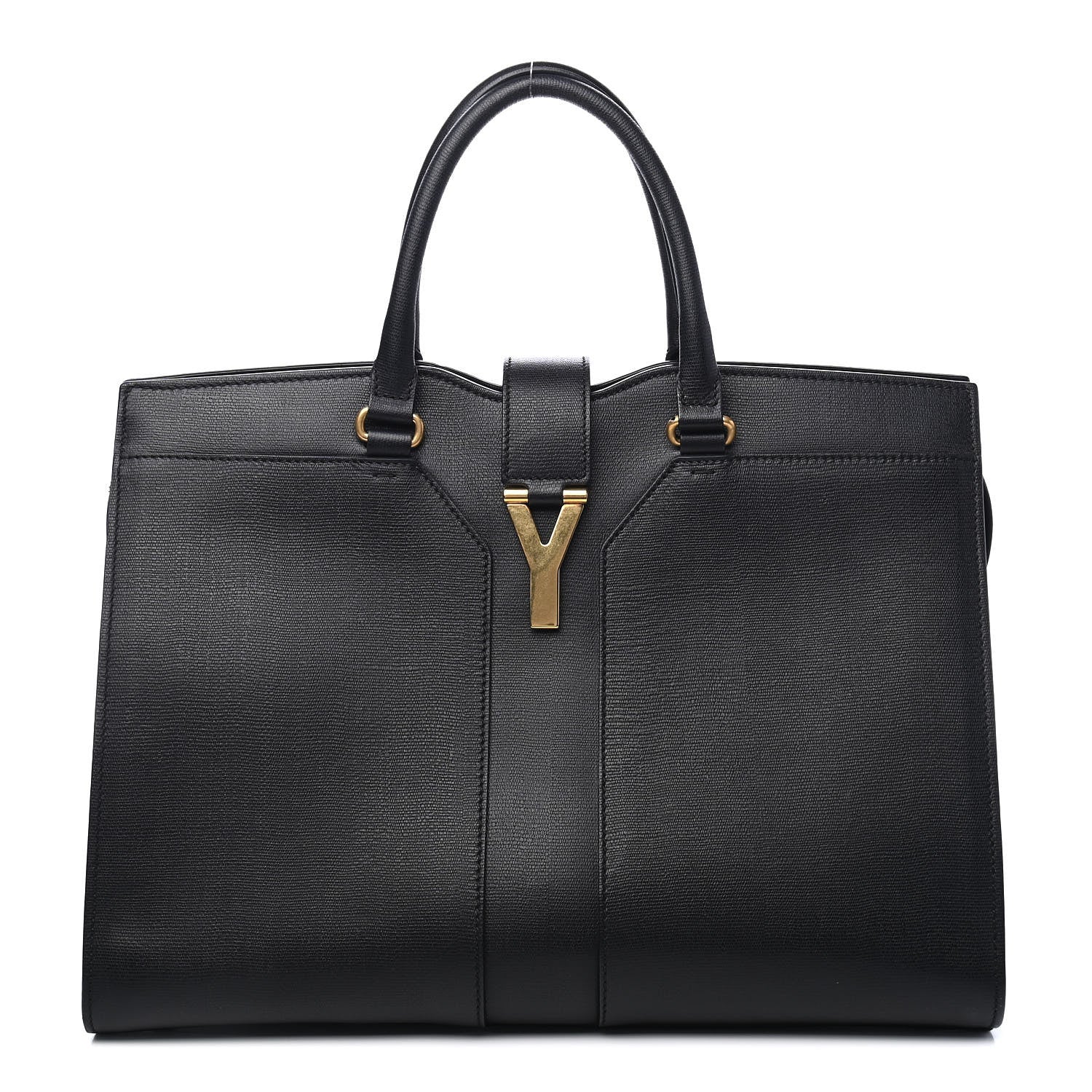 Saint Laurent Textured Calfskin Large Cabas ChYc Black 1 of 8