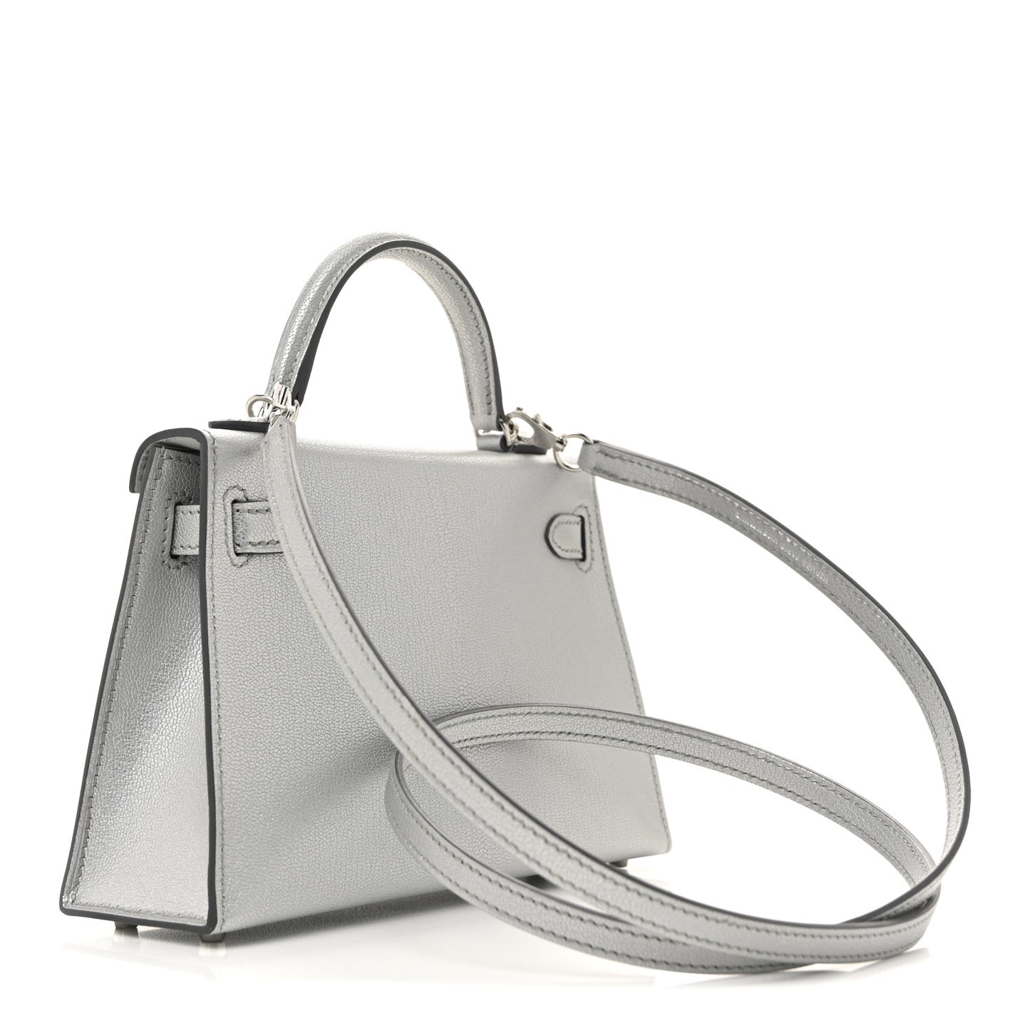Metallic Chevre Chamkilight Mini Kelly Sellier 20 Argent