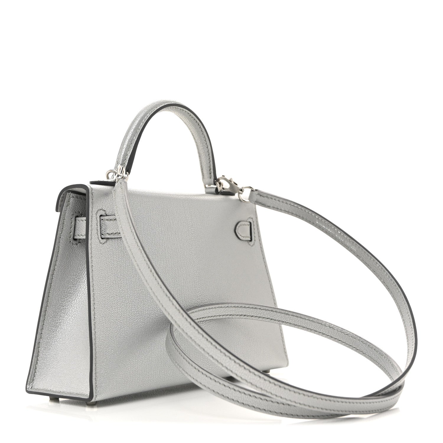 Hermes Metallic Chevre Chamkilight Mini Kelly Sellier 20 Argent 3 of 10
