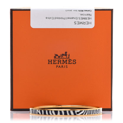 Hermes Enamel Printed Extra Narrow Zebres De Tanzanie Bracelet 62 Beige Blue 6 of 6